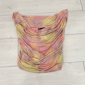 Zara Pink and Yellow Draped Top